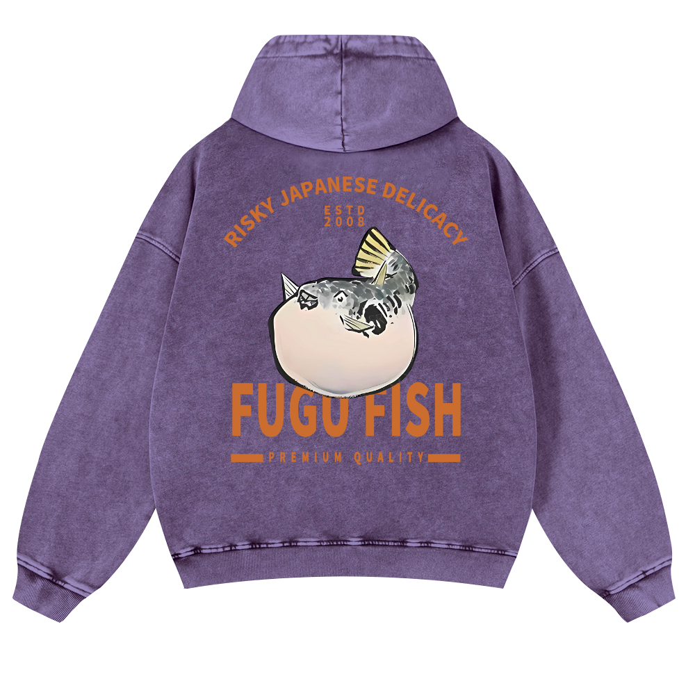 Japan's Risky Eats Vintage Washed Cotton Back Art Hoodie