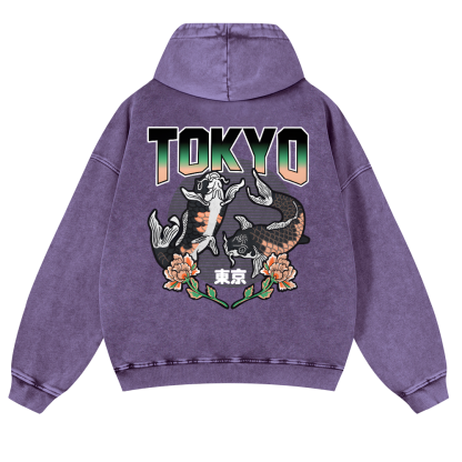 Tokyo Fish Vintage Washed Cotton Back Art Hoodie