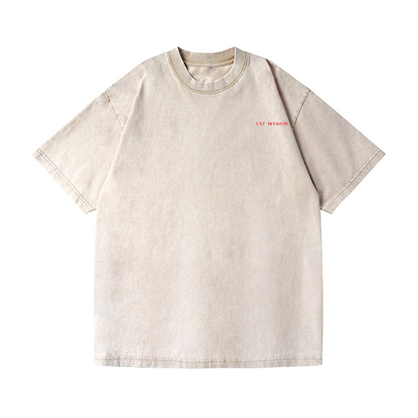 Cat Division Vintage Wash Japanese Design Back Art T-Shirt
