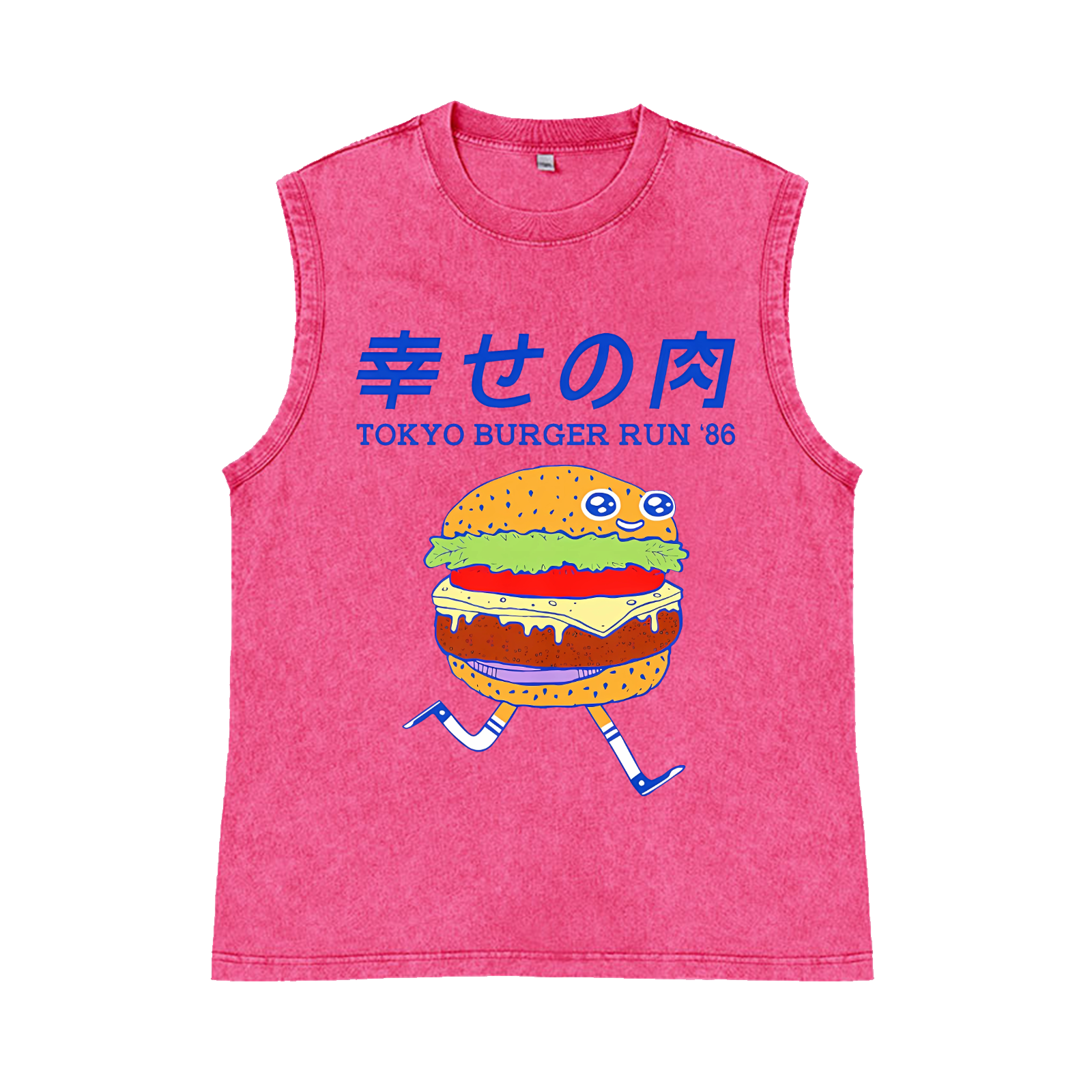 TOKYO BURGER RUN '86 Pure Cotton Wash-Dyed Sleeveless Tank Top