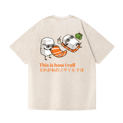 Sushi Vintage Wash Japanese Design Back Art T-Shirt
