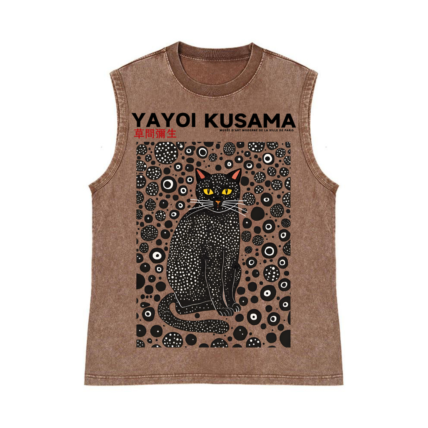 Yayoi Kusama Cat Pure Cotton Wash-Dyed Sleeveless Tank Top