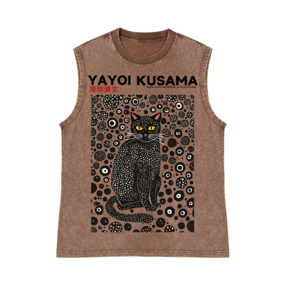 Yayoi Kusama Cat Pure Cotton Wash-Dyed Sleeveless Tank Top