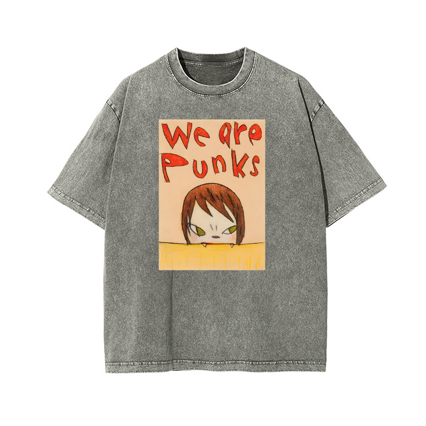 Nara Yoshitomo We Are Punks Vintage Wash Japanese Design T-Shirt