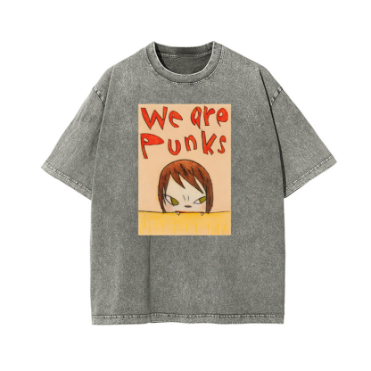 Nara Yoshitomo We Are Punks Vintage Wash Japanese Design T-Shirt