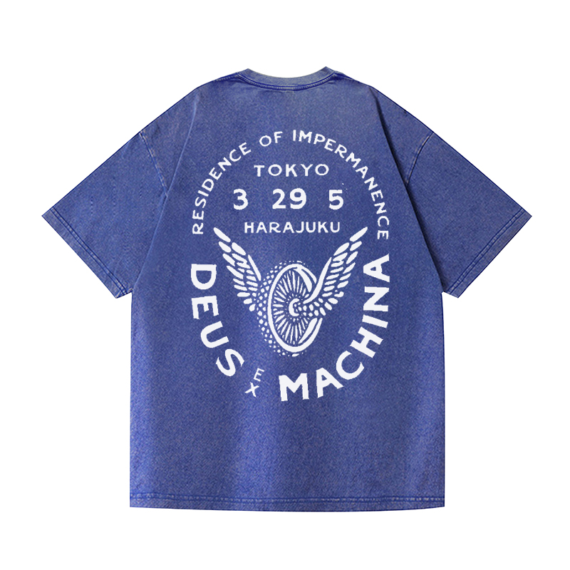 Wing Vintage Wash Japanese Design Back Art T-Shirt