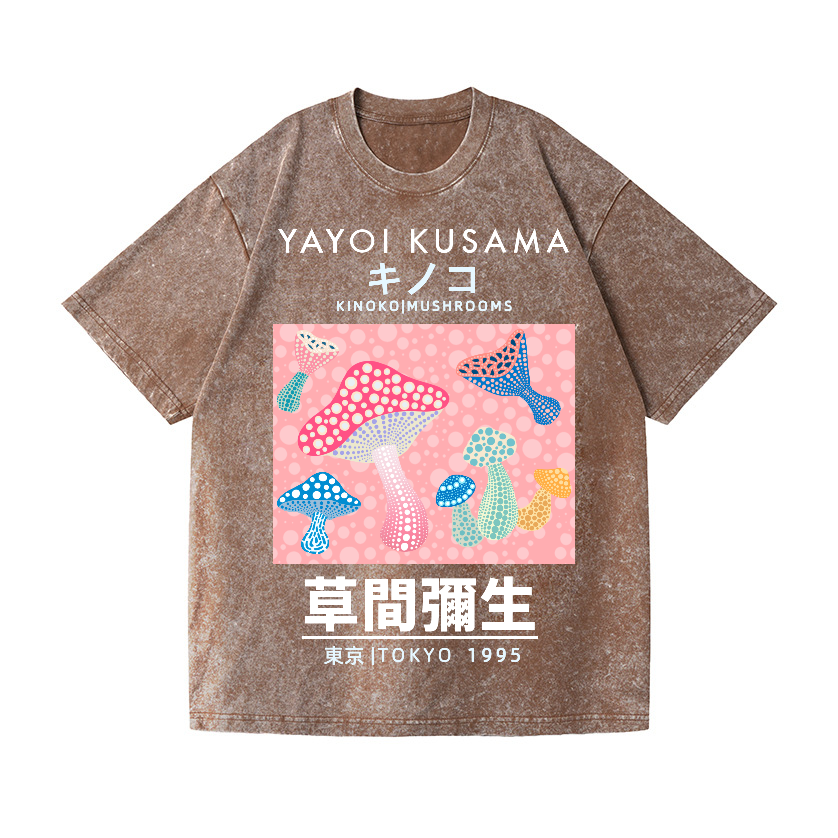 Yayoi Kusama Mushroom Vintage Wash Japanese Design T-Shirt