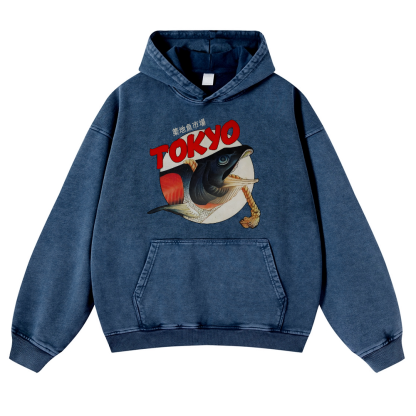 Tsukiji Fish Market Vintage Washed Thick Cotton Hoodie