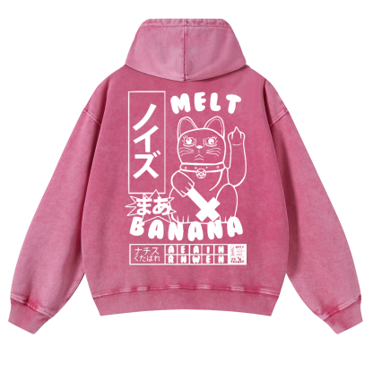 Cat Vintage Washed Cotton Back Art Hoodie