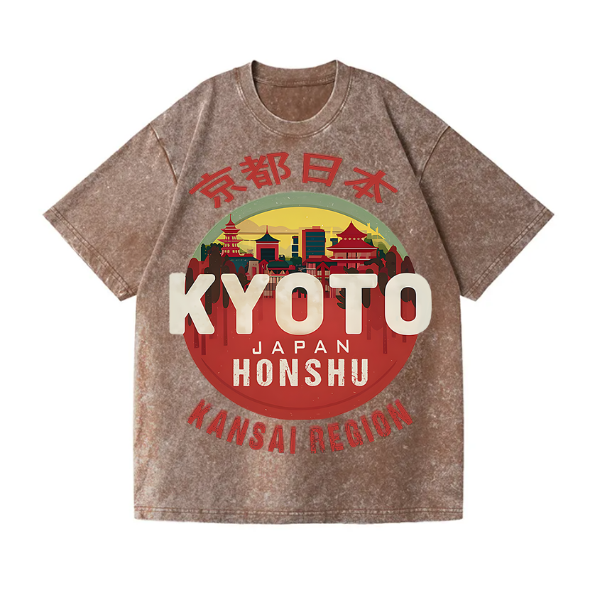 Kyoto Japan Honshu Kansai Region Vintage Wash Japanese Design T-Shirt