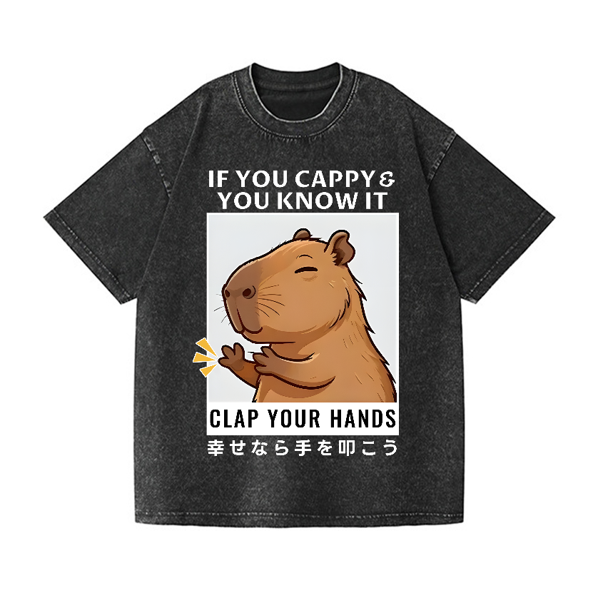 Capybara Vintage Wash Japanese Design T-Shirt