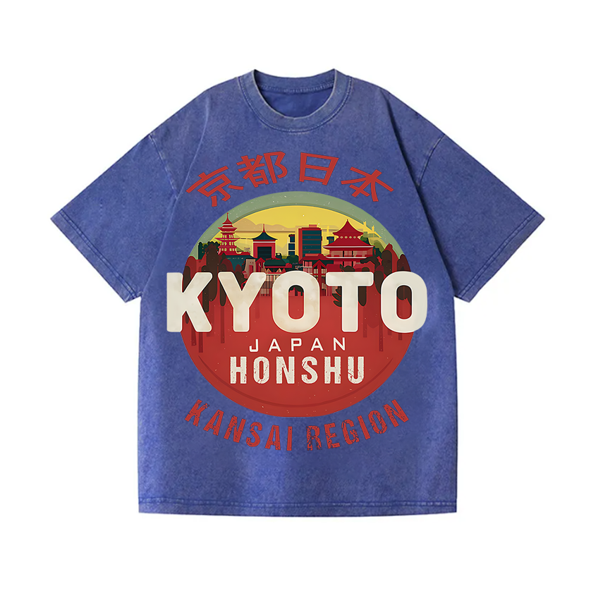 Kyoto Japan Honshu Kansai Region Vintage Wash Japanese Design T-Shirt