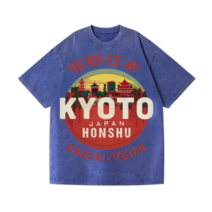 Kyoto Japan Honshu Kansai Region Vintage Wash Japanese Design T-Shirt
