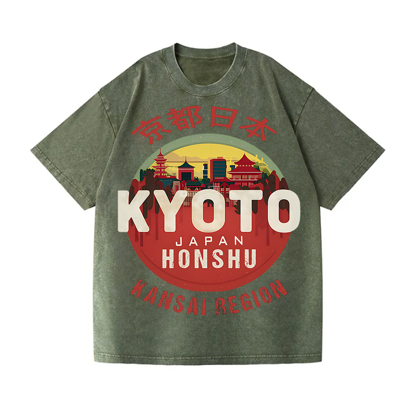 Kyoto Japan Honshu Kansai Region Vintage Wash Japanese Design T-Shirt