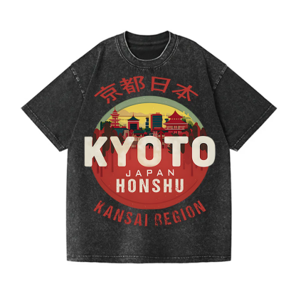 Kyoto Japan Honshu Kansai Region Vintage Wash Japanese Design T-Shirt