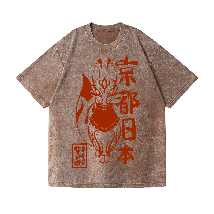 Kyoto Kitsune Vintage Wash Japanese Design T-Shirt