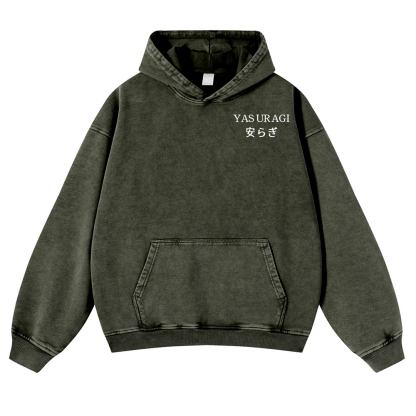 Yasuragi Vintage Washed Cotton Back Art Hoodie