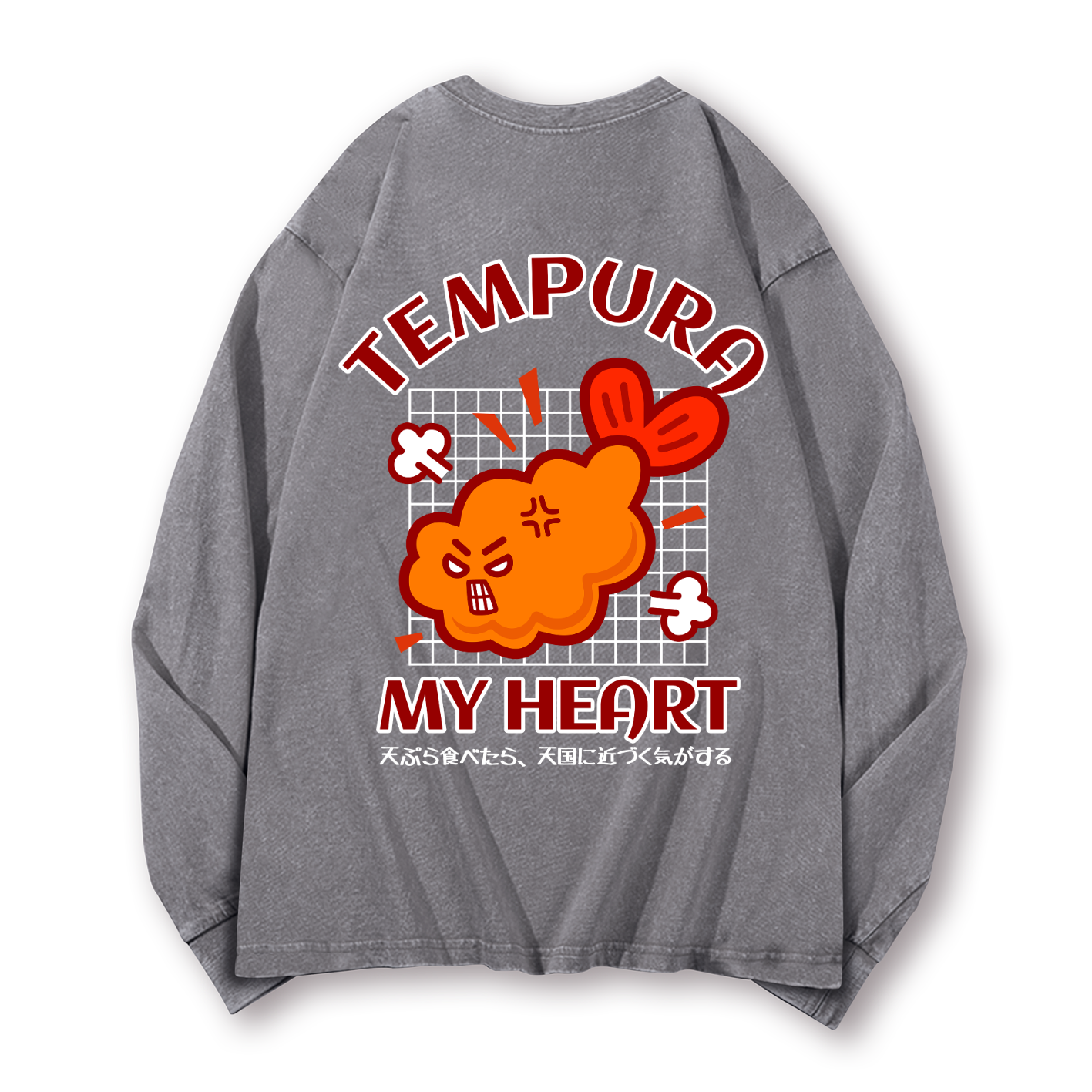 Tempura Vintage Washed Cotton Back Art Long-sleeve T-shirt