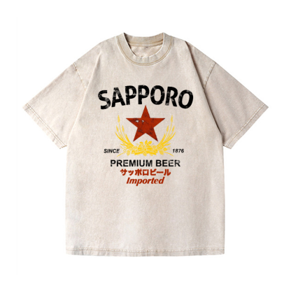 Sapporo Beer Vintage Wash Japanese Design T-Shirt