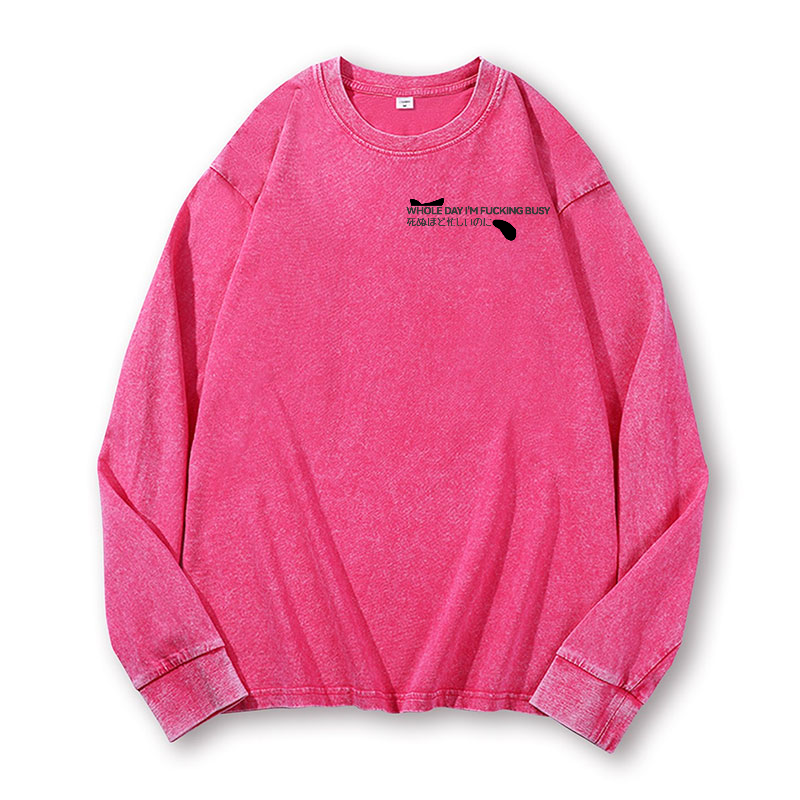 Cat Vintage Washed Cotton Back Art Long-sleeve T-shirt