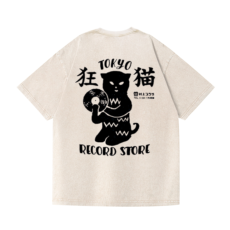 Tokyo Cat Vintage Wash Japanese Design Back Art T-Shirt