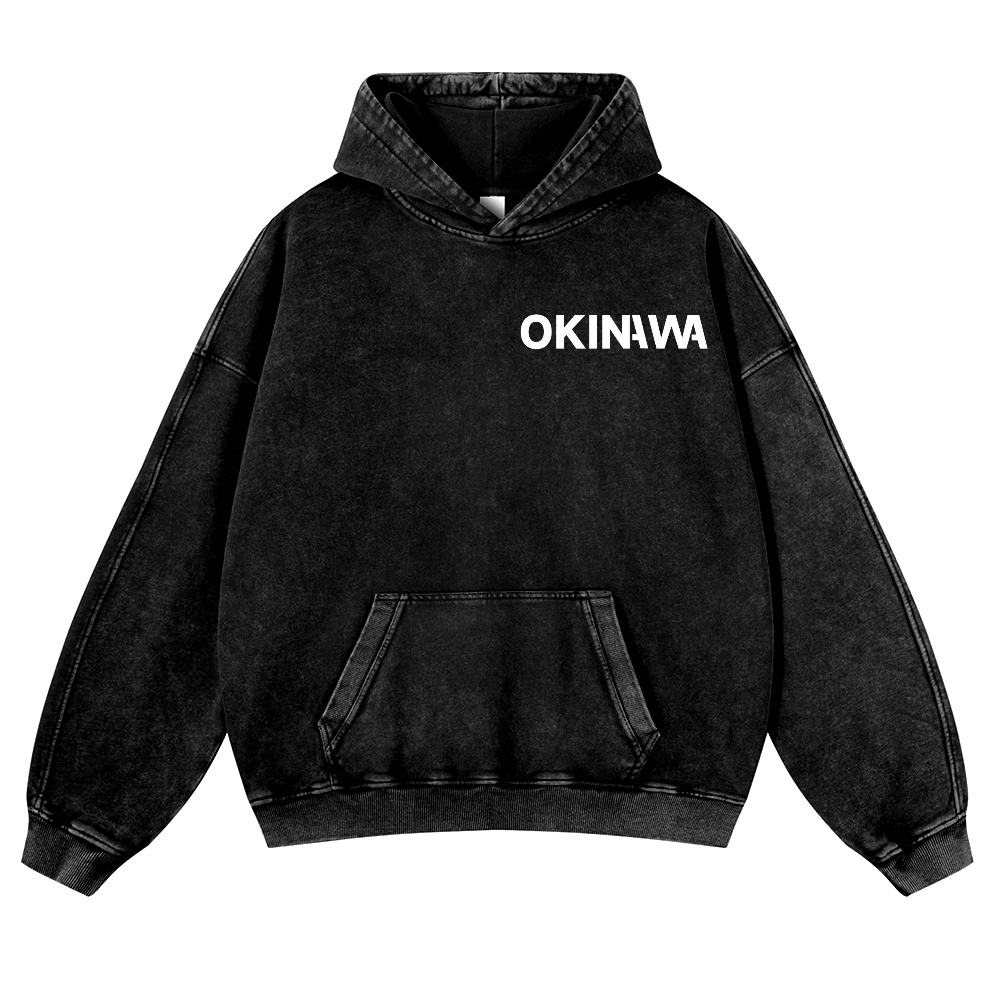 Okinawa Vintage Washed Cotton Back Art Hoodie