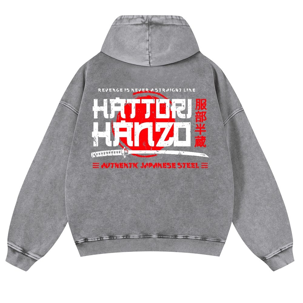 Okinawa Hattori Hanzo Vintage Washed Cotton Back Art Hoodie