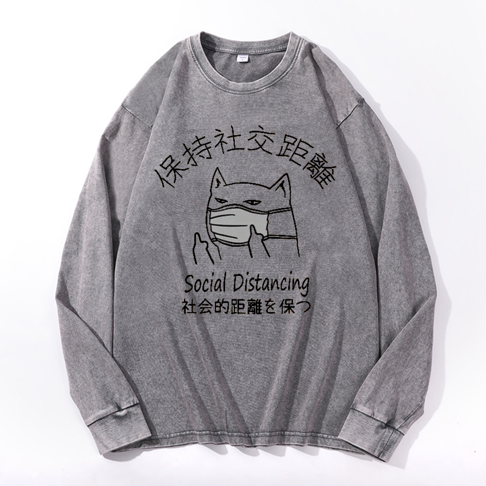 Social Distancing Vintage Cotton Wash Crewneck Sweatshirt