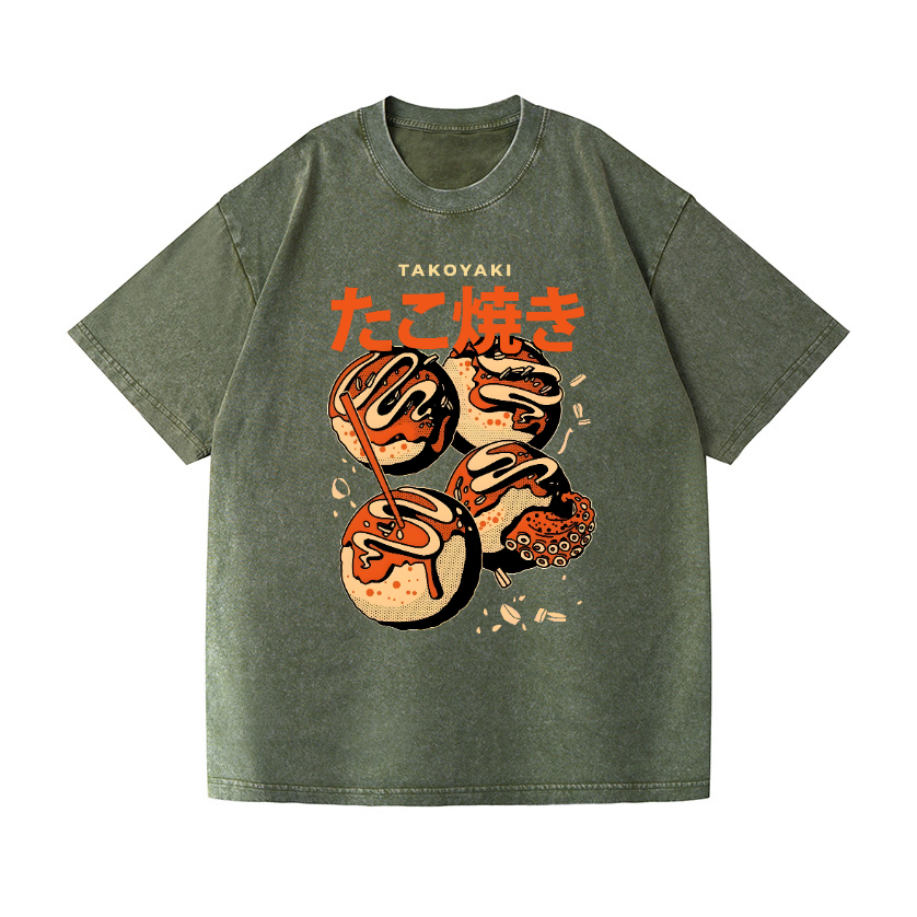 Takoyaki Vintage Wash Japanese Design T-Shirt