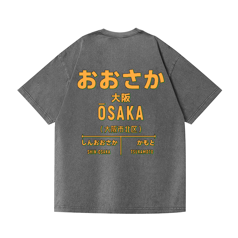 Osaka Vintage Wash Japanese Design Back Art T-Shirt
