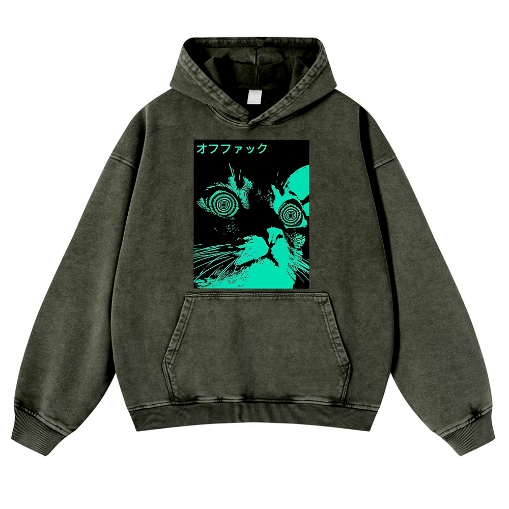 Enigmatic Cat Eyes Vintage Washed Thick Cotton Hoodie