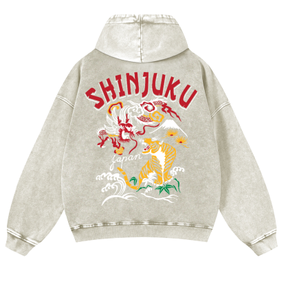 Shinjuku Tiger Loong Vintage Washed Cotton Back Art Hoodie