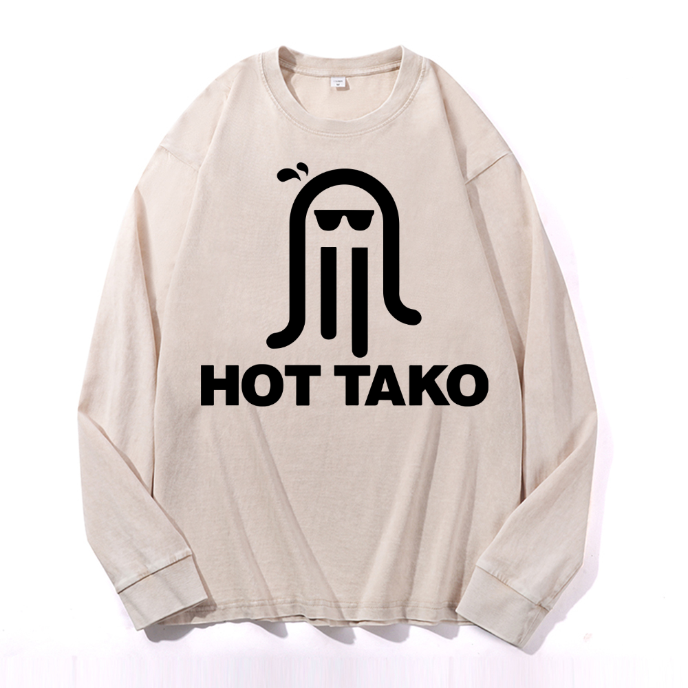 Hot Tako Octopus Vintage Cotton Wash Crewneck Sweatshirt