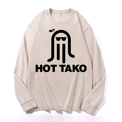 Hot Tako Octopus Vintage Cotton Wash Crewneck Sweatshirt