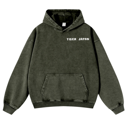 Tiger Japan Vintage Washed Cotton Back Art Hoodie