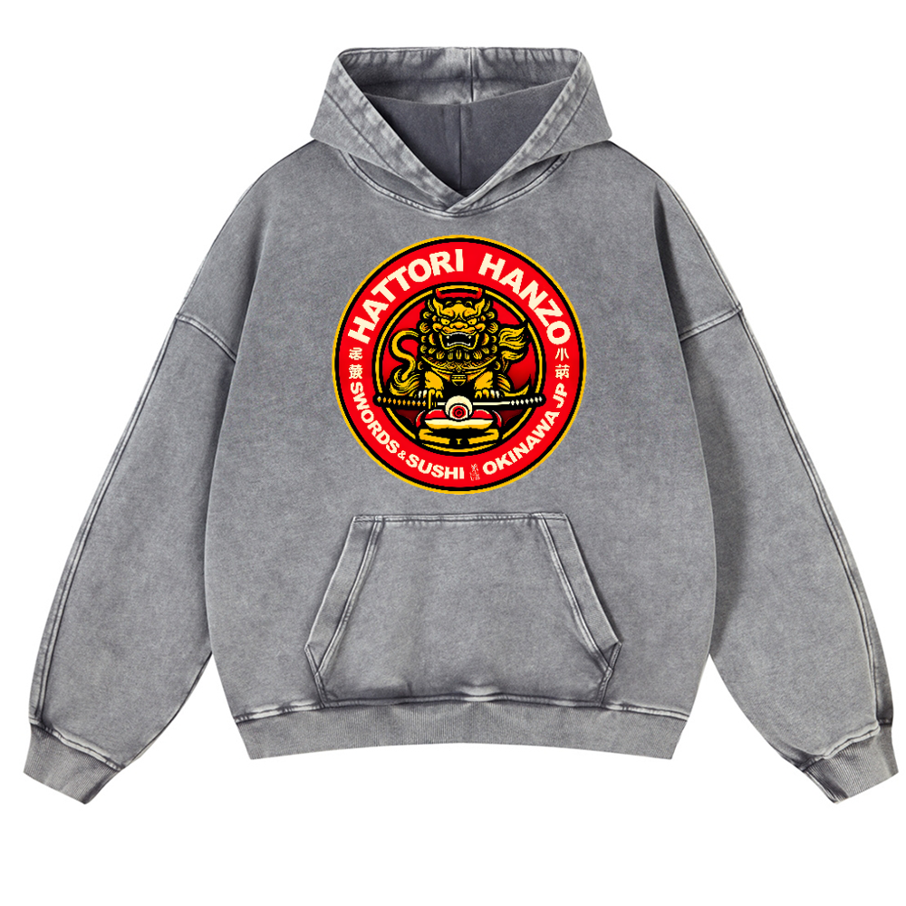 Hattori Hanzo Okinawa Japan Vintage Washed Thick Cotton Hoodie