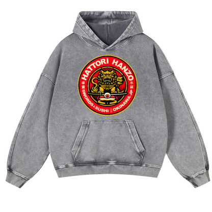 Hattori Hanzo Okinawa Japan Vintage Washed Thick Cotton Hoodie