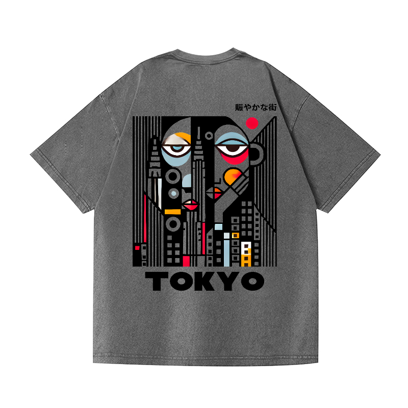 Tokyo Art Vintage Wash Japanese Design Back Art T-Shirt