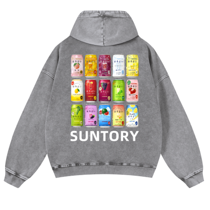 Suntory Vintage Washed Cotton Back Art Hoodie