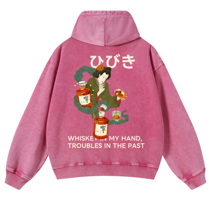 Hibiki Whisky Vintage Washed Cotton Back Art Hoodie