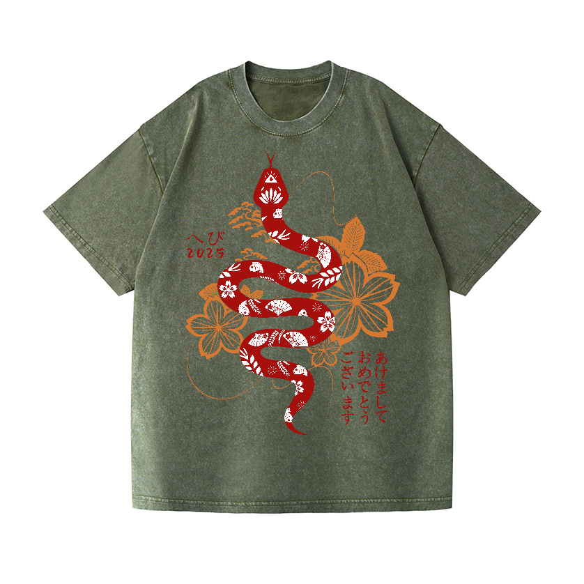 New Year Vintage Wash Japanese Design T-Shirt