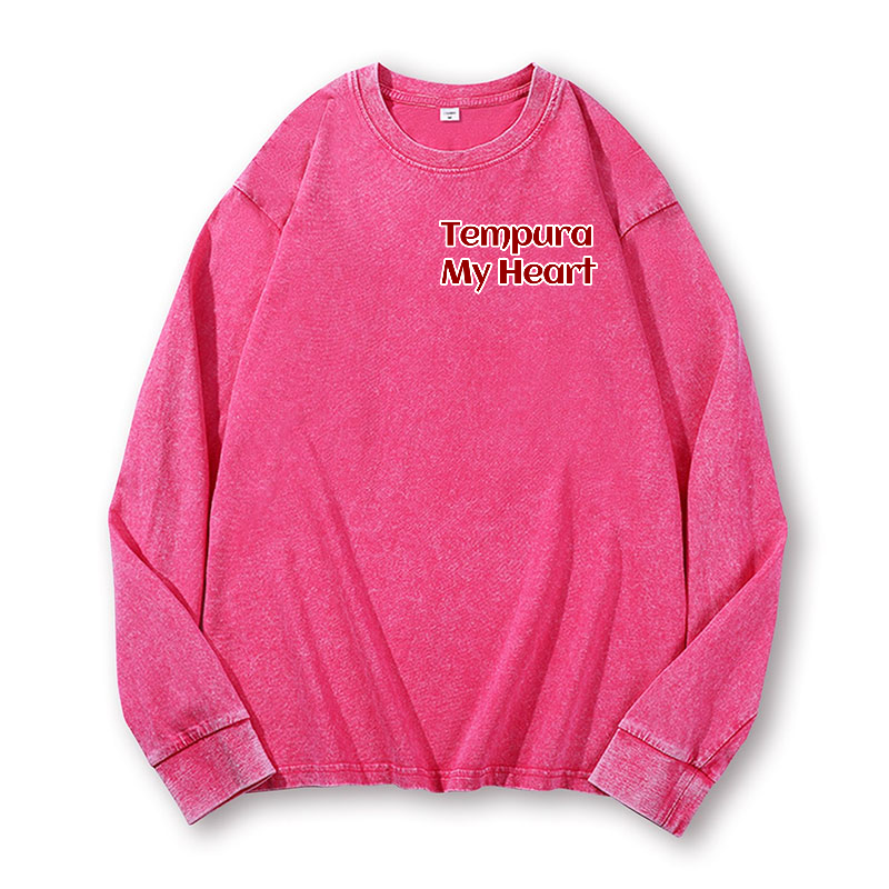 Tempura My Heart Vintage Washed Cotton Back Art Long-sleeve T-shirt