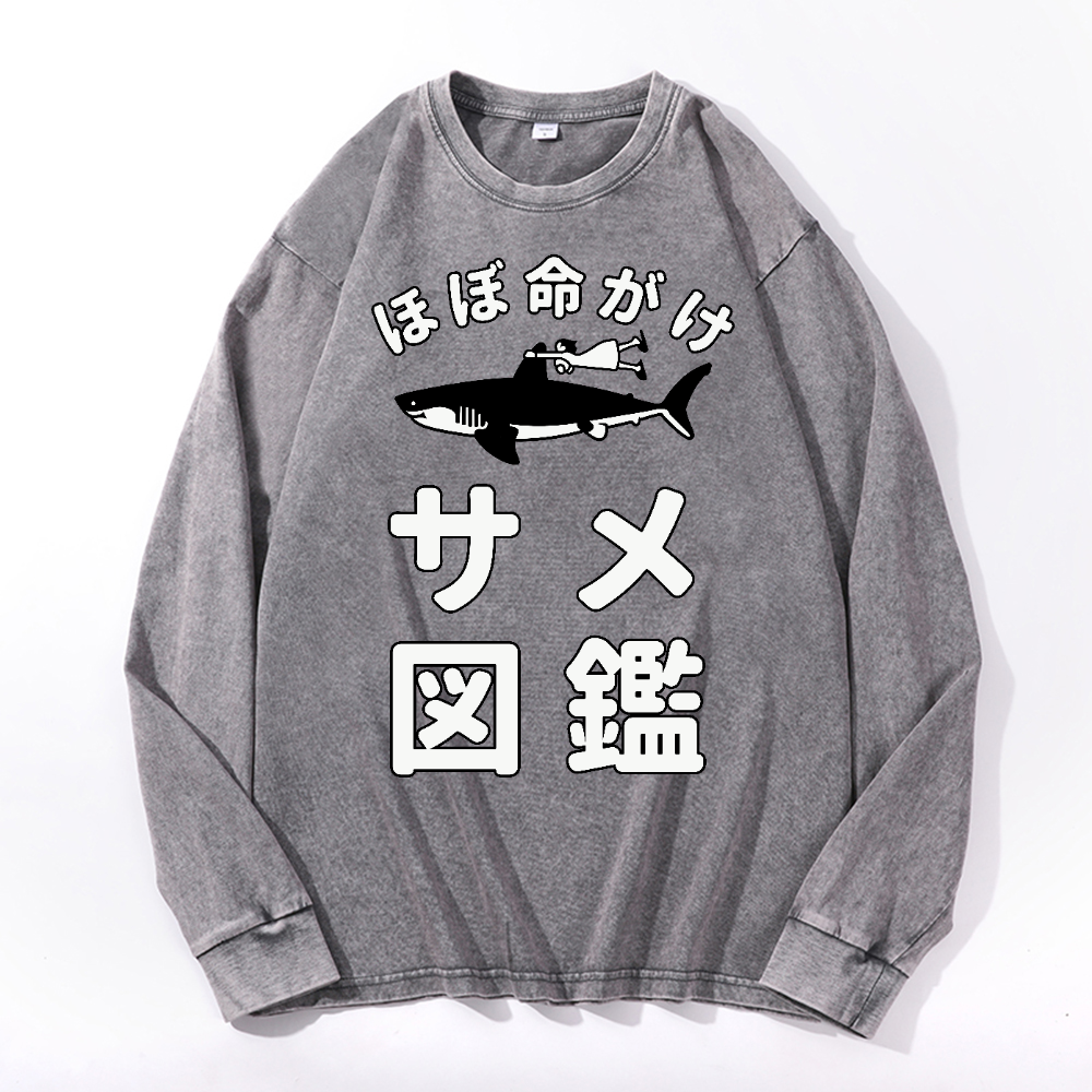 Shark Girl Vintage Cotton Wash Crewneck Sweatshirt