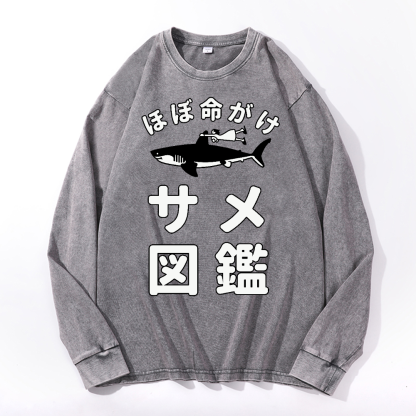 Shark Girl Vintage Cotton Wash Crewneck Sweatshirt
