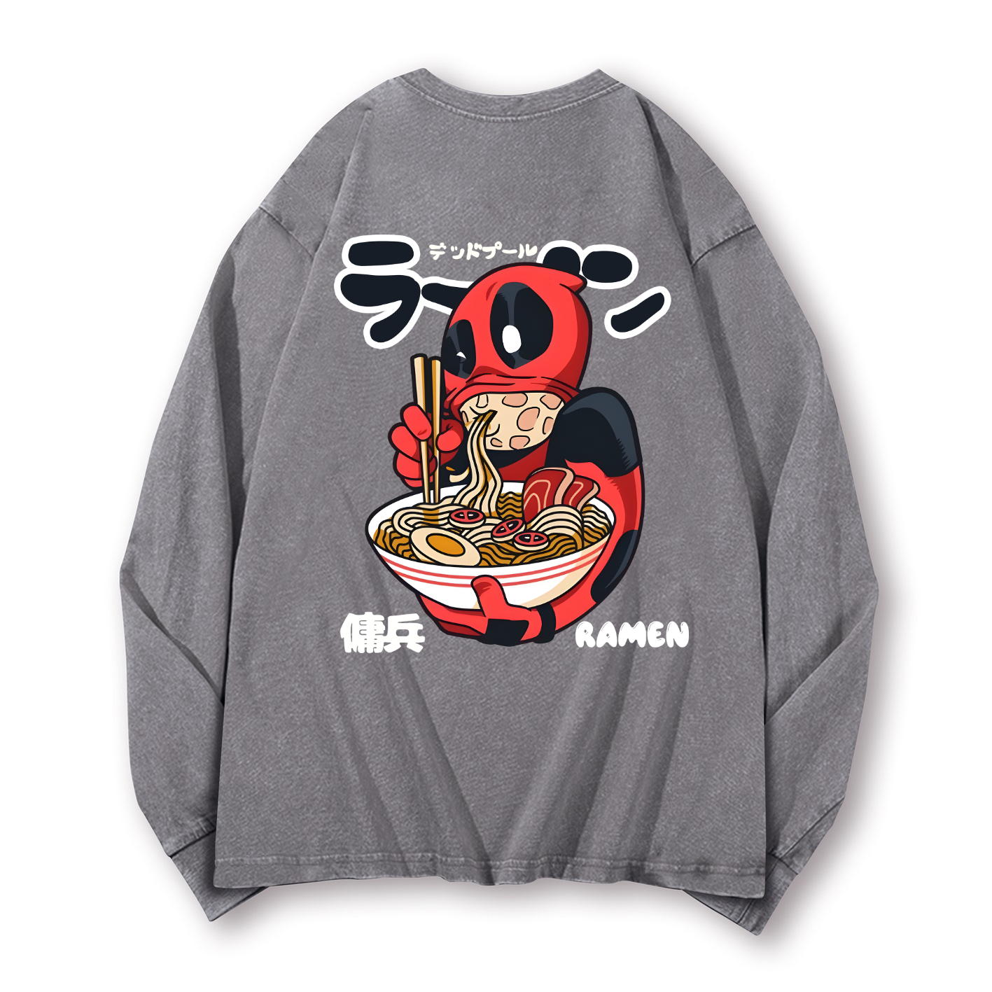 Ramen Hero Vintage Washed Cotton Back Art Long-sleeve T-shirt