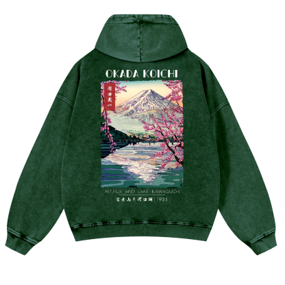 Okada Koichi Vintage Washed Cotton Back Art Hoodie