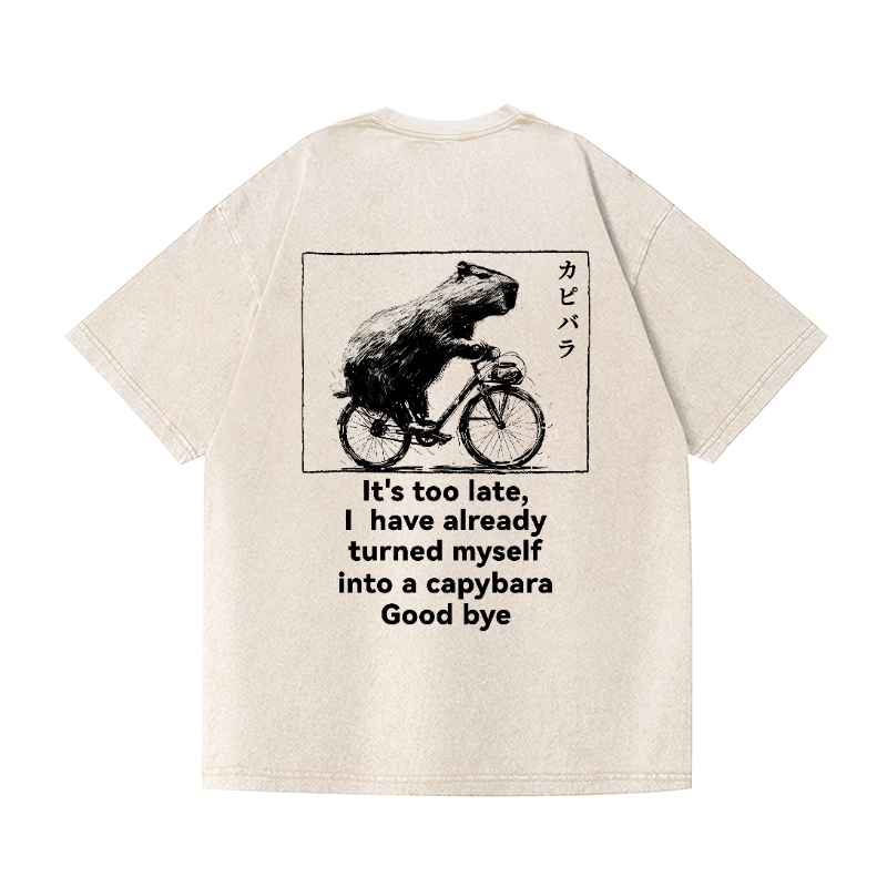 Capybara Vintage Wash Japanese Design Back Art T-Shirt