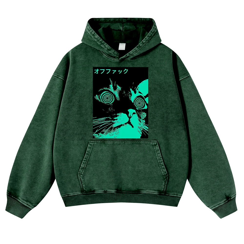 Enigmatic Cat Eyes Vintage Washed Thick Cotton Hoodie