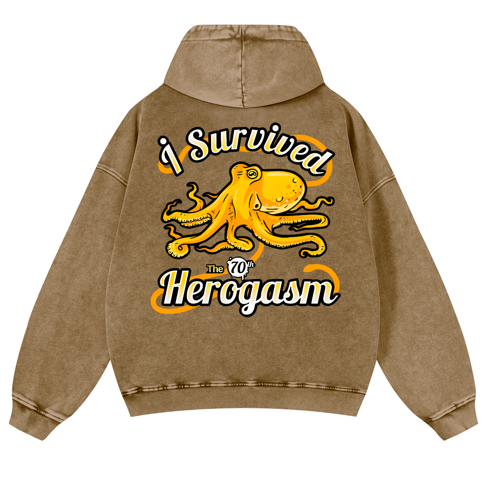 Octopus Vintage Washed Cotton Back Art Hoodie