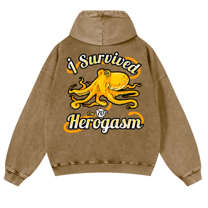 Octopus Vintage Washed Cotton Back Art Hoodie